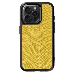Genuine Lizard iPhone 15 Pro/Pro Max Cover - Gift Boxed - Yellow